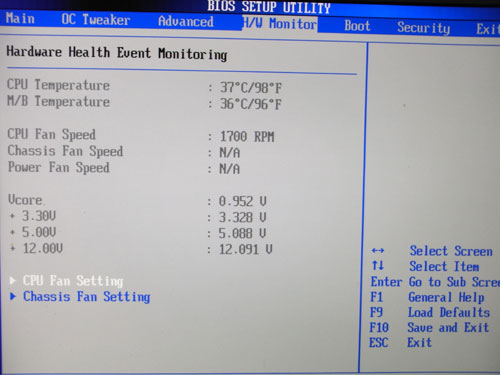 ASRock P55M Pro системный мониторинг